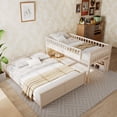 thumbnail image 5 of Leumius Twin XL over Queen Bunk Bed with Integrated Shelving, Color-Changing Lights and Pegboard for Boys Girls Beige, 5 of 9