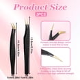 thumbnail image 2 of 2 Pcs Professional Lash Tweezers, Eyelash Cluster Extension Tools with Bent and Straight Tips for Classic Volume Extensions, Non-Slip Grip Precision False Lashes (Black), 2 of 7