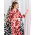 thumbnail image 4 of Ekouaer Womens Silk Pajama Set Satin Long Sleeve Button-Down Top and Pants with Ruffle Soft Sleepwear, 4 of 6