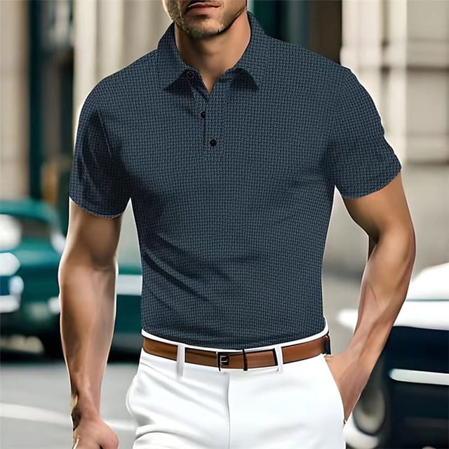 pstuiky camisetas para hombre, Camisa de manga corta de verano de malla de seda helada con cuello de color liso para hombre camisas casuales para hombre s