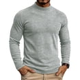 thumbnail image 2 of TOUMENY Men Sweater High Neck Long Sleeve Solid Slim Fit Casual Pullover Winter Knitted Comfortable Workwear Tops Silver L, 2 of 6