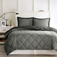 thumbnail image 3 of Home Essence Windsor Reversible Down Alt 3M Scotchgard Comforter Set, Black/Gray, King, 3 of 6