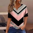 thumbnail image 2 of T Shirts For Women Striped Print Button V Neck Loose Comfortable Short Sleeved T Shirt, 2 of 5