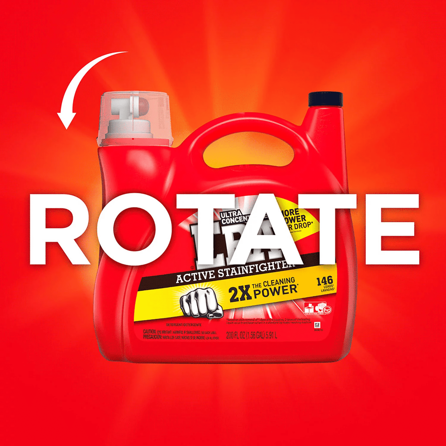 Era 2x Ultra Active Stainfighter Formula Regular Liquid Detergent, 200 Ounce, 146 Loads