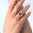 thumbnail image 5 of Gem Stone King 925 Sterling Silver London Blue Topaz and White Topaz 3 Stone Engagement Ring for Women (3.85 Cttw, Gemstone November Birthstone, Cushion 8MM, Size 5), 5 of 5