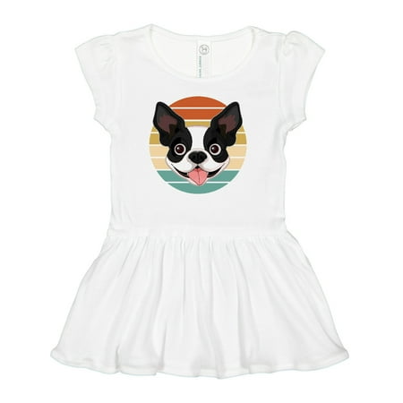

Inktastic Boston Terrier Dog Retro Sunset Gift Baby Girl Dress
