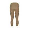 thumbnail image 4 of Womens Capris Plus Size Spandex Capri Leggings for Women Soft Elastic Waist Pull on Stretch Pant Summer, Khaki 4XL, 4 of 7