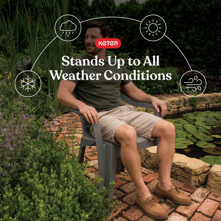 Adams Penza Outdoor Resin Stack Chair with Phone Holder, Plastic