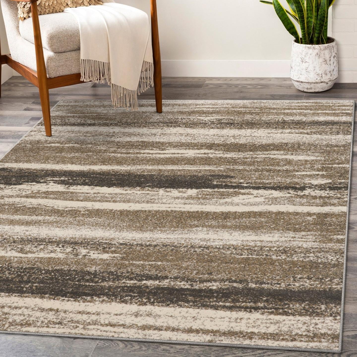 Luxe Weavers Lagos Collection 7501 Beige Size 2x3 Abstract Area Rug