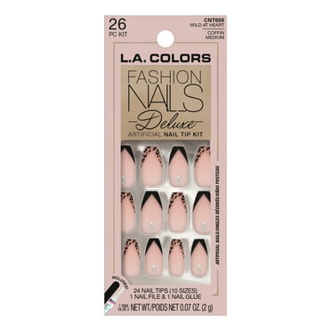 L.A. COLORS Fashion Nail Deluxe, Nail Tips, Wild at Heart, 24 Pieces
