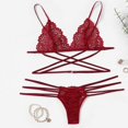 thumbnail image 1 of Femmes 2 Pièces Dentelle Creux Perspective Maillots de Bain Maillots de Bain de Plage Ensemble Rouge XL, 1 of 9