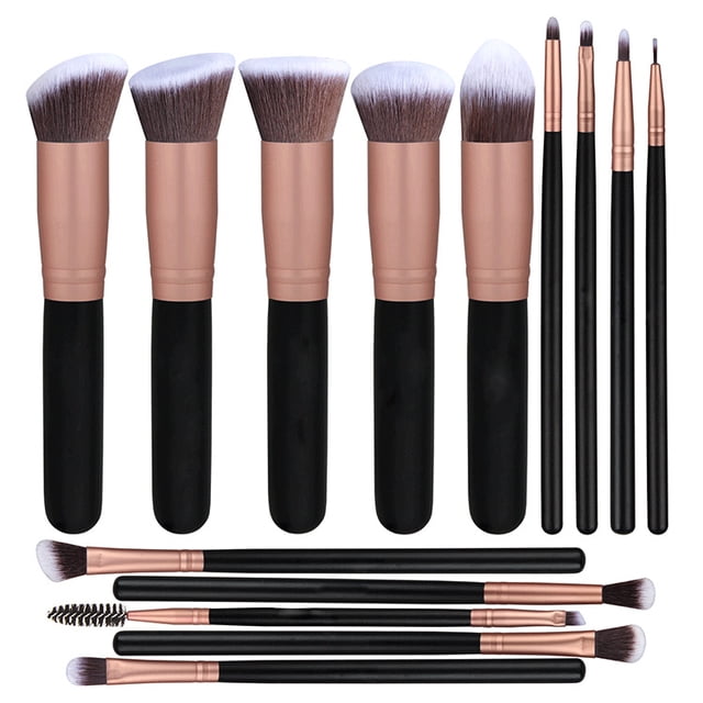 Pinceles de maquillaje Premium 14 piezas Base sintética Correctores en polvo Sombras de ojos Plata Negro Juegos de pinceles de maquillaje Namotu CPB-DE-LYY183