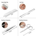 thumbnail image 4 of Juego de cortaúñas de acero inoxidable, kit profesional de manicura y pedicura, tijeras para uñas, juego de cuidado facial y de uñas portátil de viaje, 19 piezas, 4 of 8