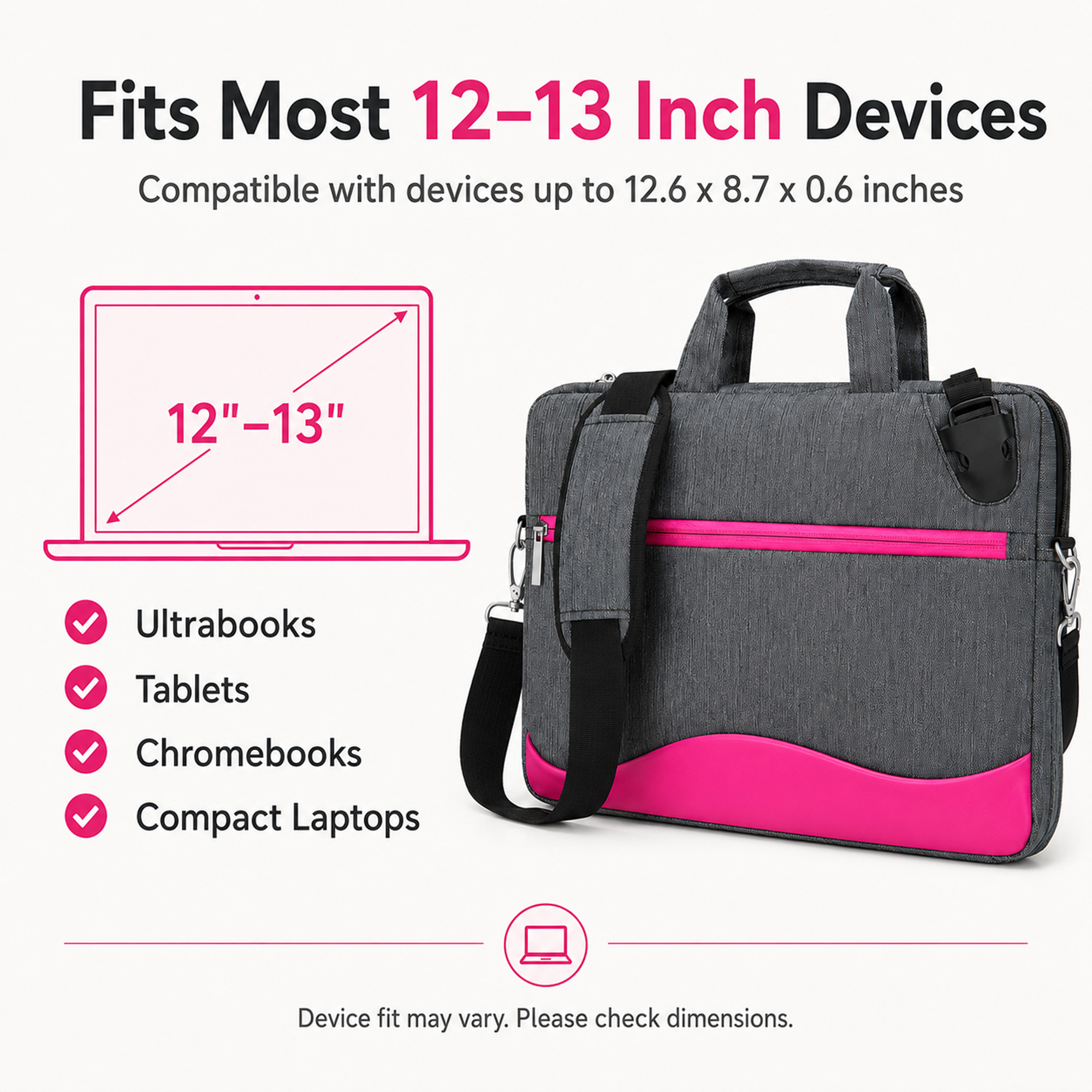 Vangoddy Wave 13-Inch Padded Laptop Briefcase with Removable Shoulder Strap, Water-Resistant Messenger Bag