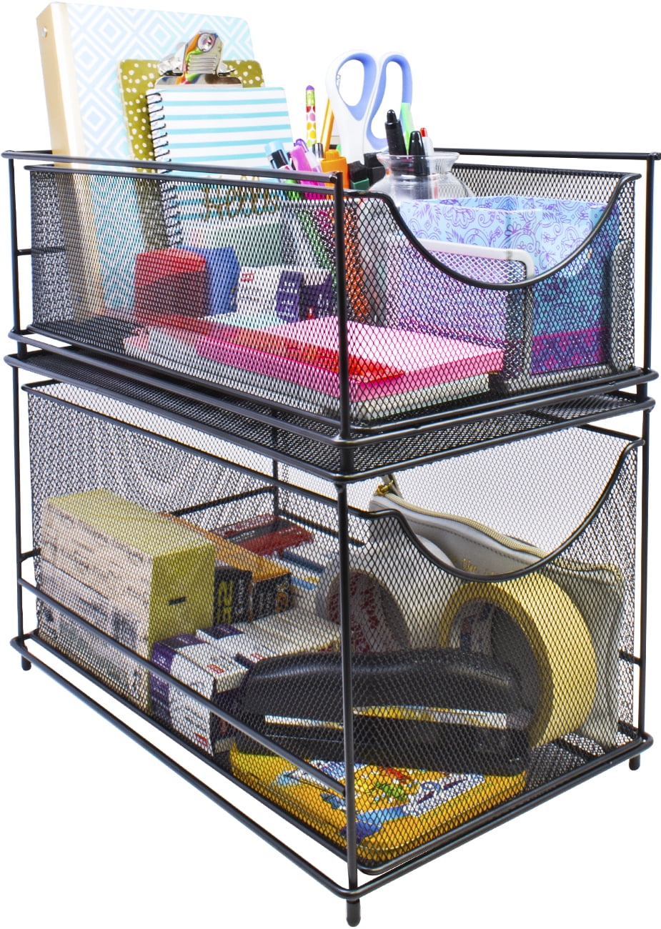 Sorbus® Cabinet Organizer Drawers — Mesh Storage Organizer with Pull Out Drawer (Black)