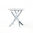thumbnail image 4 of Furniture of America Dess Modern Chrome 22-inch Glass Top X-cross Round Side Table by, 4 of 4