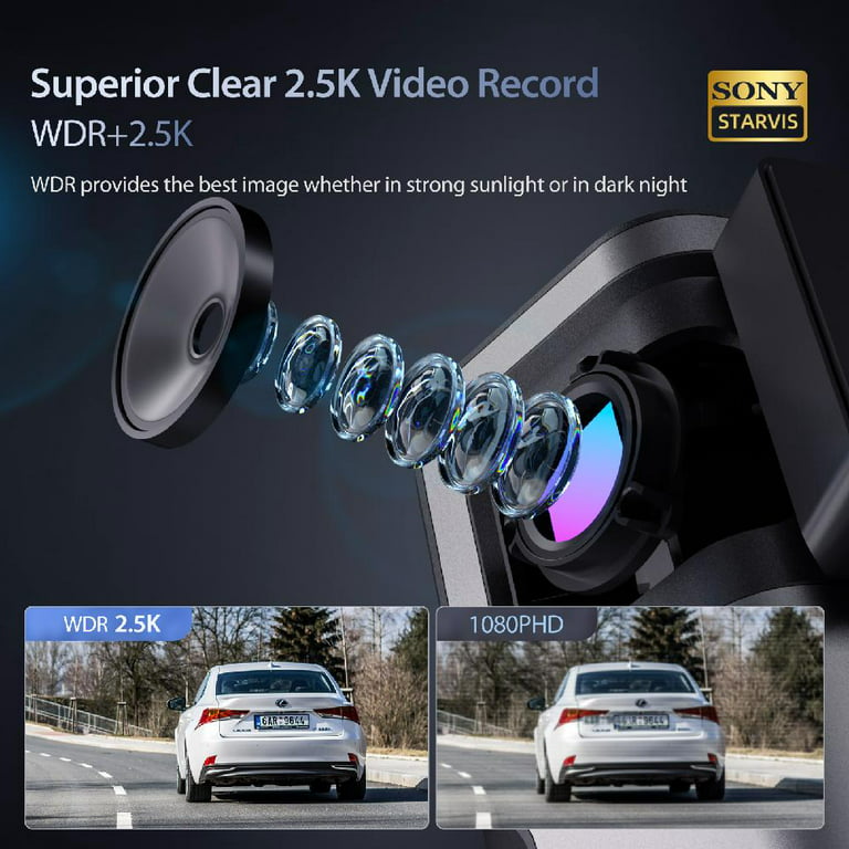 1080P HD Automotive Recorder Camera, Wide Angle Infrared Night Vision Car  Video Recorder with 2.5 Inch Color Display, Car Driving Recorder for Outdoor