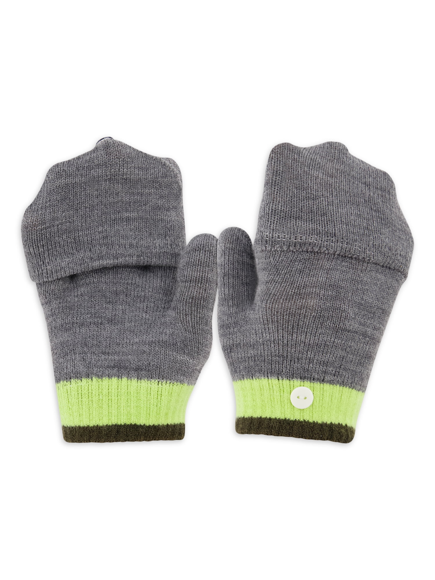 Reebok Boys Reversible Beanie with Pop Top Mittens Set
