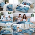 thumbnail image 5 of Marble Texture Bedding Duvet Cover Set Full Size 4 Pieces Blue Sliver Shinny Modern Abstract Bedding Set with Zipper Closure, 1 Comforter Cover 86x86 Inches 1 Flat Sheet & 2 Pillow Cases, 5 of 7