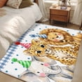 thumbnail image 5 of Rectangle Rug 4x6ft Area Rug,Cartoon Elephant Lion Leopard Area Rugs for Living Room Bedroom,Cute Animal Blue Plaid Polka Dot Floor Mat Non-Slip Non-Shedding Carpet Indoor Accent Rugs, 5 of 9