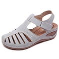 thumbnail image 2 of Likrtyny Sandalias Punta Cerrada para Mujer Sandalias Planas Casuales para Viajes Al Aire Libre (Gris 42), 2 of 9