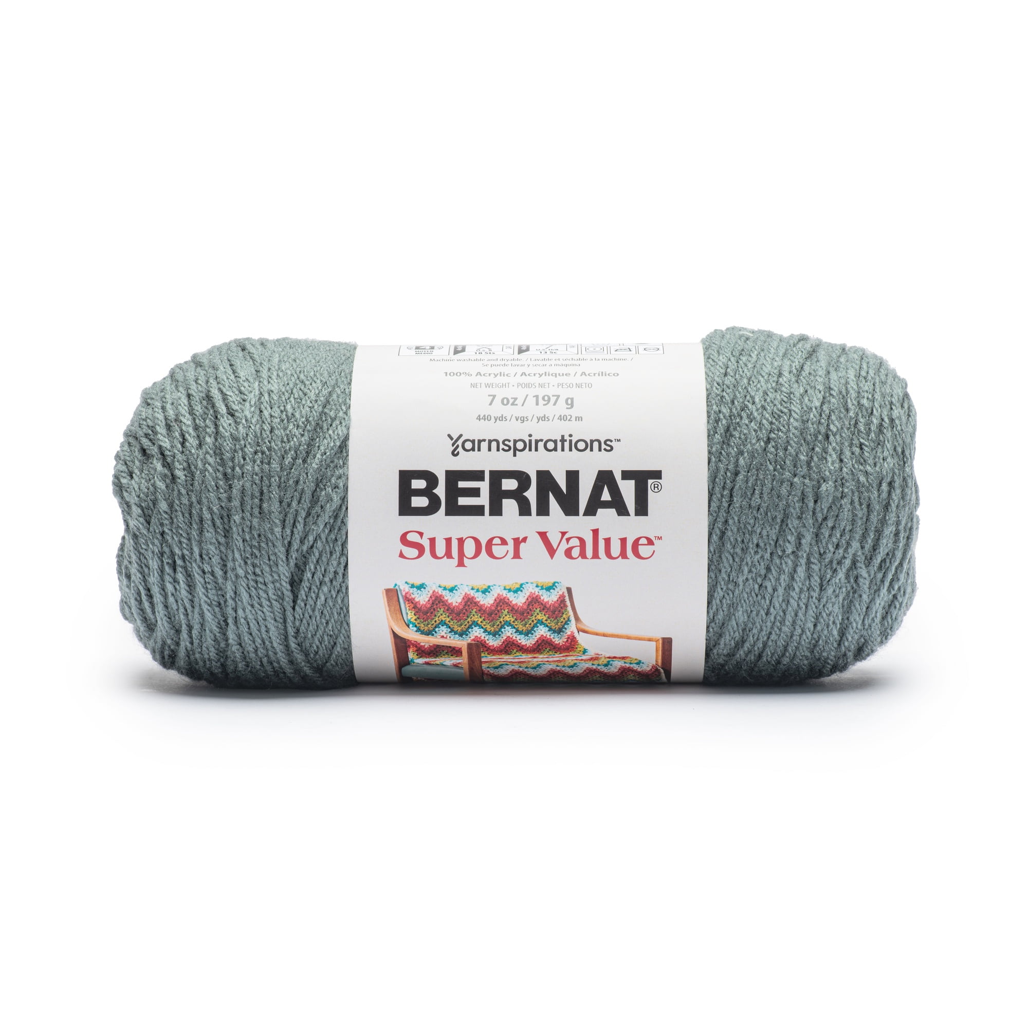 Bernat® Super Value™ #4 Worsted (Medium) Acrylic Yarn, Storm gray 7oz/197g 440 Yards: