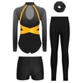 thumbnail image 2 of Runhomal Girls 4Pcs Dance Leotard Set Rhinestone Gymnastics Outfits with Shorts Long Sleeve Figure Skating Leotard Gray 14, 2 of 7