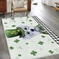 thumbnail image 4 of Area Rug 48×72in, Farmhouse Dog Shamrock Floor Carpet Living Room Rug, St. Patrick's Day Black White Plaid Non-Slip Welcome Mat Indoor Rugs for Bedroom Dining Room, 4 of 9