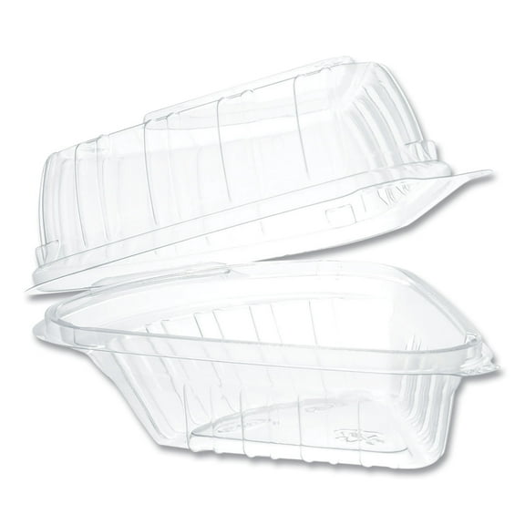 Dart Showtime Clear Hinged Containers, Pie Wedge, 6.67 oz, 6.1 x 5.6 x 3, Clear, Plastic, 125/Pack, 2 Packs/CT
