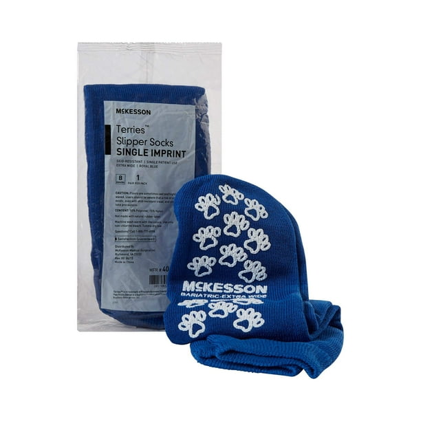 Calcetines antideslizantes McKesson, bariátricos, color azul real, 3 pares