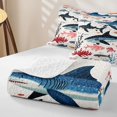 thumbnail image 4 of meiyoeat Vintage Ocean Shark Quilt Full for Boys Girls, Coastal Nature Coral Animal Full Bedspread Sets, 3-Piece, 4 of 7
