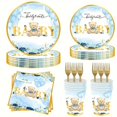 thumbnail image 1 of CHUANK 120-Piece Adorable Bear Themed Baby Shower Tableware Set - Premium Disposable Dinnerware for Festive Celebrations  Create a Memorable Birthday or Holiday Scene Decor with Hassle-Fr, 1 of 7