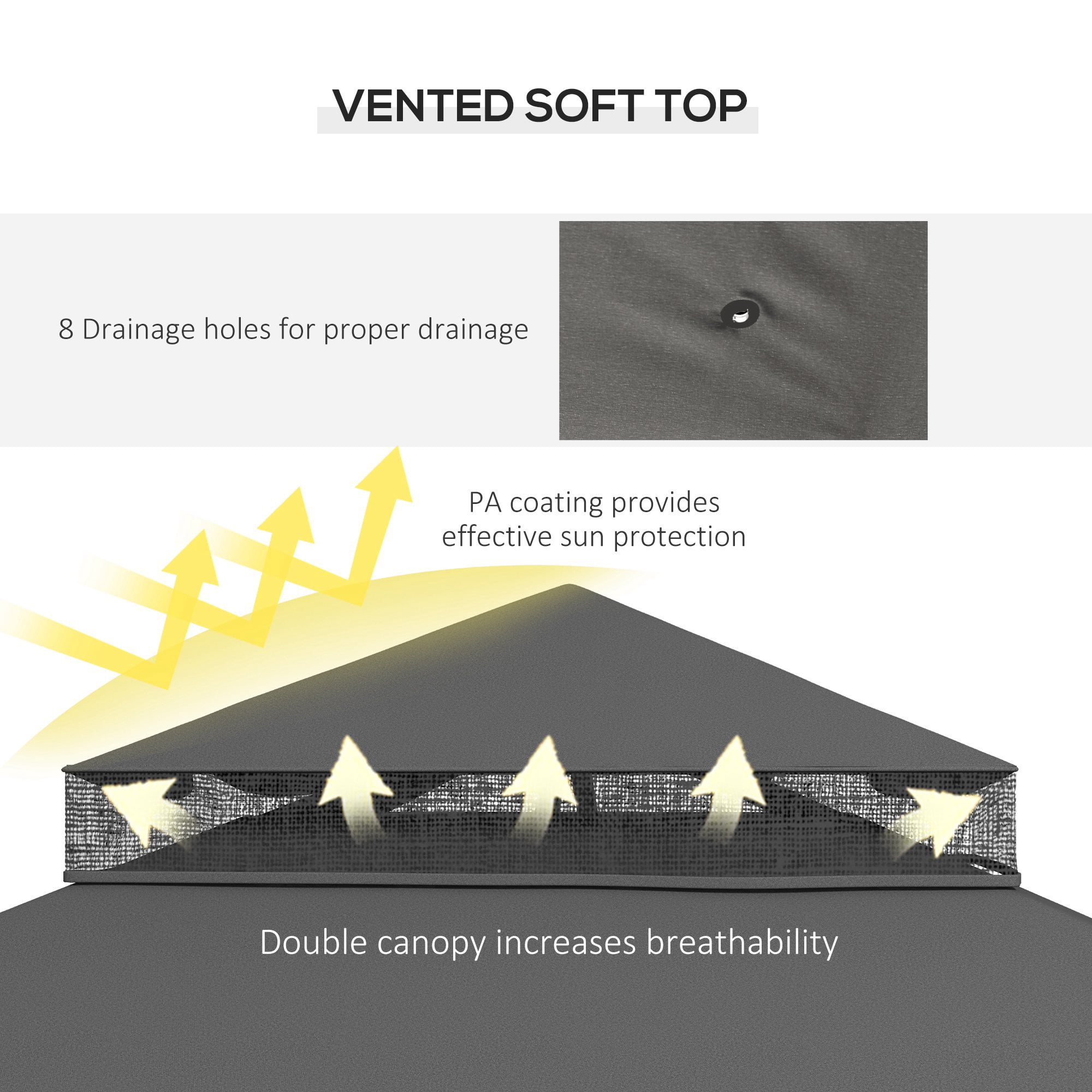 Homiyad 10x12 Gazebo with Shelves Double Roof Netting Outdoor Canopy Gazebo Patio Shelter