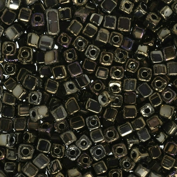 John Bead Czech Glass Seed Beads Geometric Cube 3.4mm (22g) Brown Iris Bead