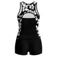 thumbnail image 4 of Qingpeng Women 2 Piece Tankini Swimsuit With Bra Graphic Tummy Control Sporty Bathing Suit Color Block Swim Tank Top with Shorts, 4 of 9