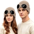thumbnail image 3 of Beanie with Goggle Knitted Ski Hat Boggle Fall Outfits for Man & Women, 3 of 6