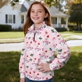 thumbnail image 3 of Uorisanigo Girls Oversized Sweatshirts Long Sleeve Lapel Zipper Sweatshirt Pink Christmas Snowman Drop Shoulder Athletic Outerwear Top for Sports and Daily Wear School Fall Clothes, 3 of 7