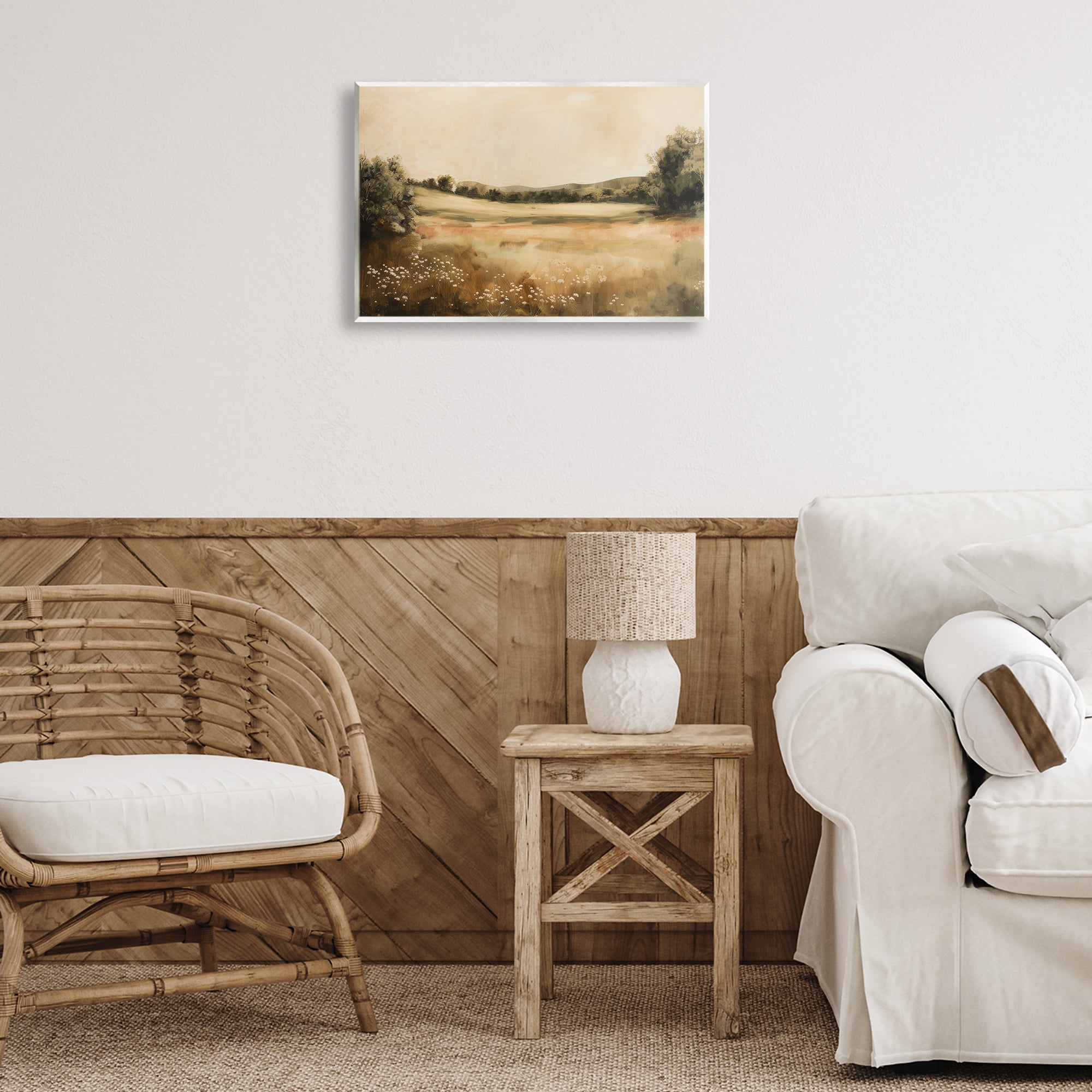 Stupell Industries Neutral Meadow Landscape Landscape & Nature Painting Unframed Art Print Wall Art, 19 x 13