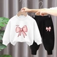 thumbnail image 2 of Taybagh Girls Outfits Size 6 Bow Printed Sweatshirt Pants Toddler Girls Clothes Size 6 Birthday Baby Winter 2 Pieces Outfits, 2 of 5