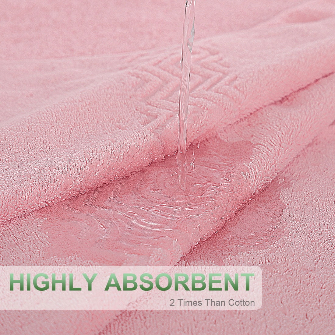 PiccoCasa 4PCS Cotton Home Spa Hotel Bath Towels Soft Absorbent 27"x54" Pink
