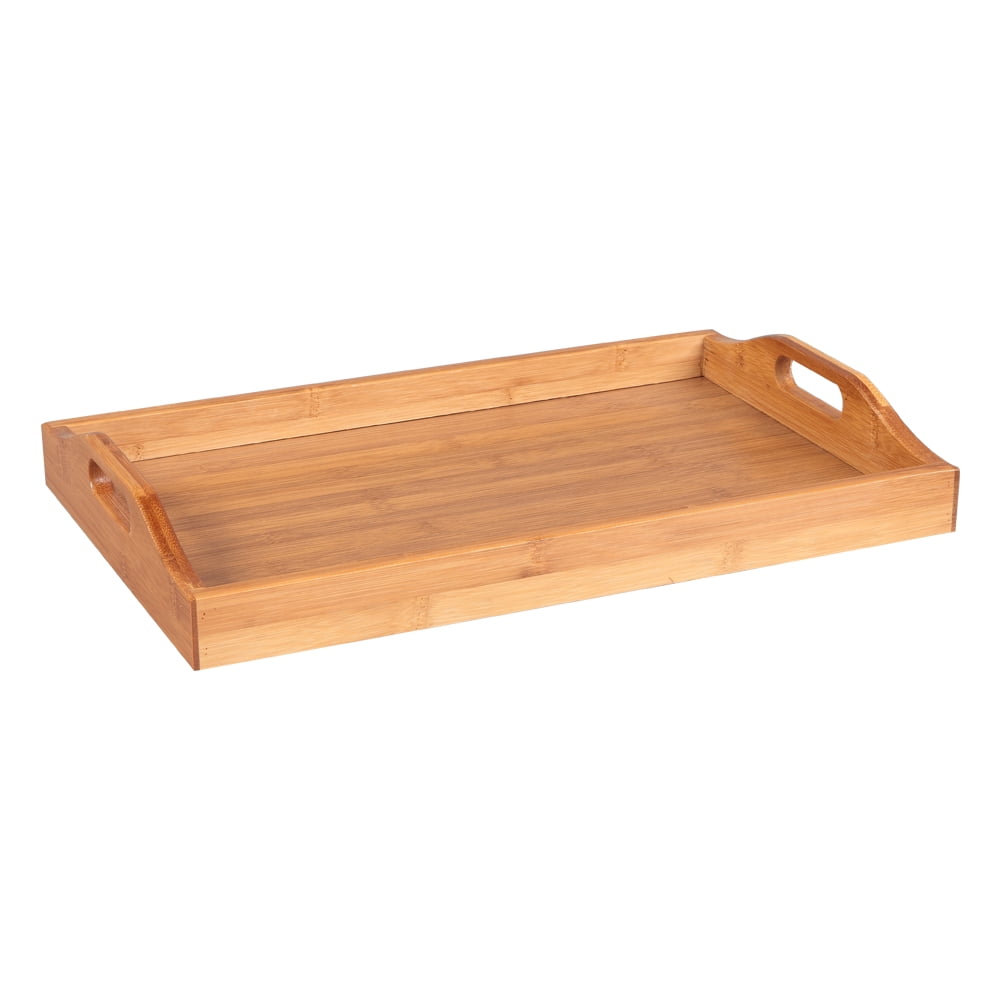 Lowestbest Tea Tray, Bar Tray, Serving Tray, Serving Platters Bamboo, Tray for Dinner Trays, Wooden Tray with Handles, Breakfast Tray, Parties, Bed Tray