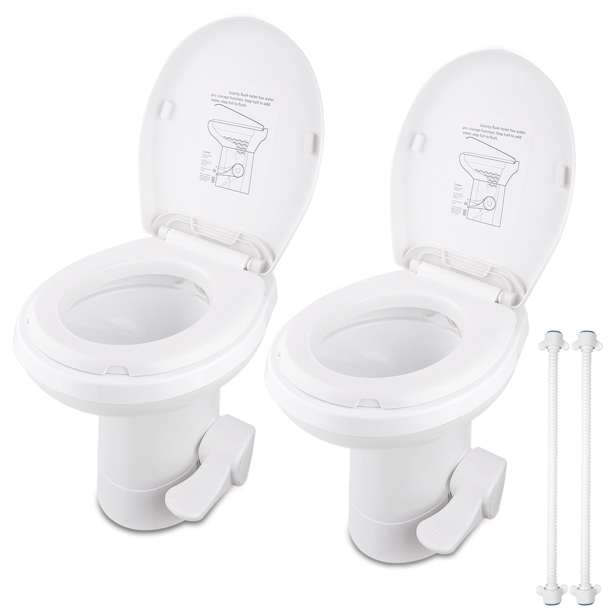 Gravity Flush Toilet RV Toilet Foot Pedal 20" Seating Height Motorhome