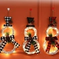 thumbnail image 2 of Decoración de Navidad con luz LED Cateissary guirnalda de muñeco de nieve con lazo de ratán hecho a mano color Cuadrícula roja y negra, 2 of 6