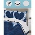 thumbnail image 4 of Quilts Full Size, Blue Love Heart Soft Comforter Bedding Set for Bed, Boho Ethnic Modern Funny Tie Dye Art Lightweight Quilted Bedspread with Pillow Cover(2 Pieces) for All Season, 78x90 Inch, 4 of 6