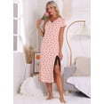 thumbnail image 2 of DARING DIVA Women's Short Sleeve Heart Print Lace Trim Ribbed Nightgown S Pink, 2 of 6