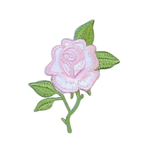 ID 6191 Single Pink Rose Patch Garden Love Bloom Embroidered Iron On Applique