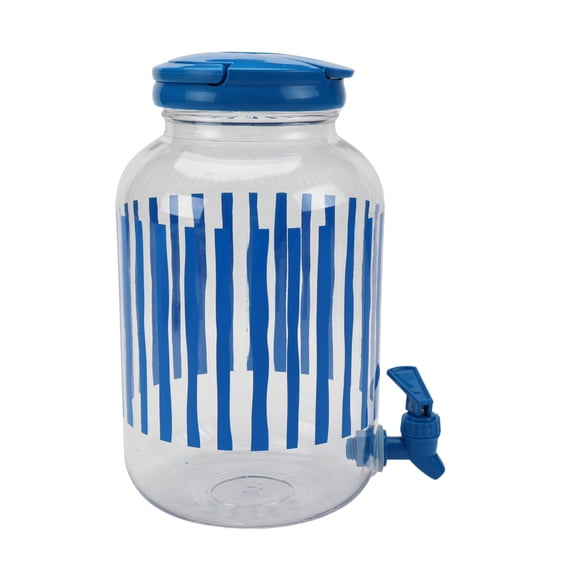 Mainstays 1.2-Gallon Acrylic Stripe Beverage Dispenser, Blue
