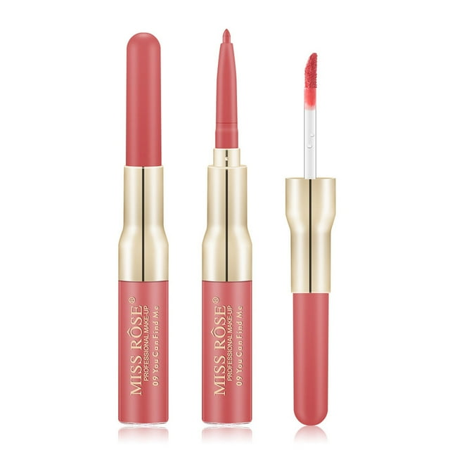Brillo de labios de doble punta Delineador de labios Brillo de labios Esmalte de labios mate