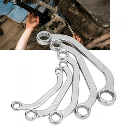 

Ymiko Auto Repair Wrench Double Head Wrench 5pcs 8-22mm Metric Wrench Kit Half Moon Double-Ended Steel Spanner