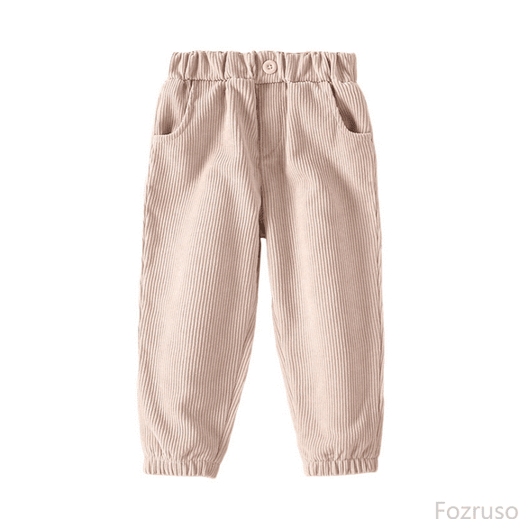 Fozruso Girls Chino Pants Girls Corduroy Pants For Toddler Kids Soft Comfortable Casual Long Pants With Elastic Waist For Everyday Wear And Outdoor Activities Sizes 18-24 Months
